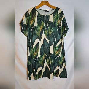 Tropical Green Leaf Print Dress